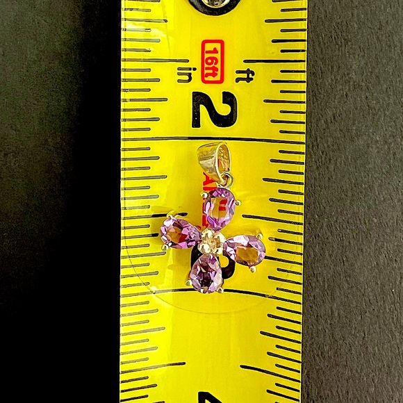 Sterling Silver Amethyst Flower Pendant (Chain Not Included) - Picture 5 of 5